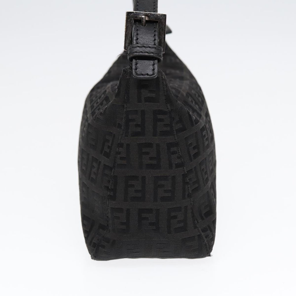 FENDI Zucchino Canvas Hand Pouch Black Silver 85554
