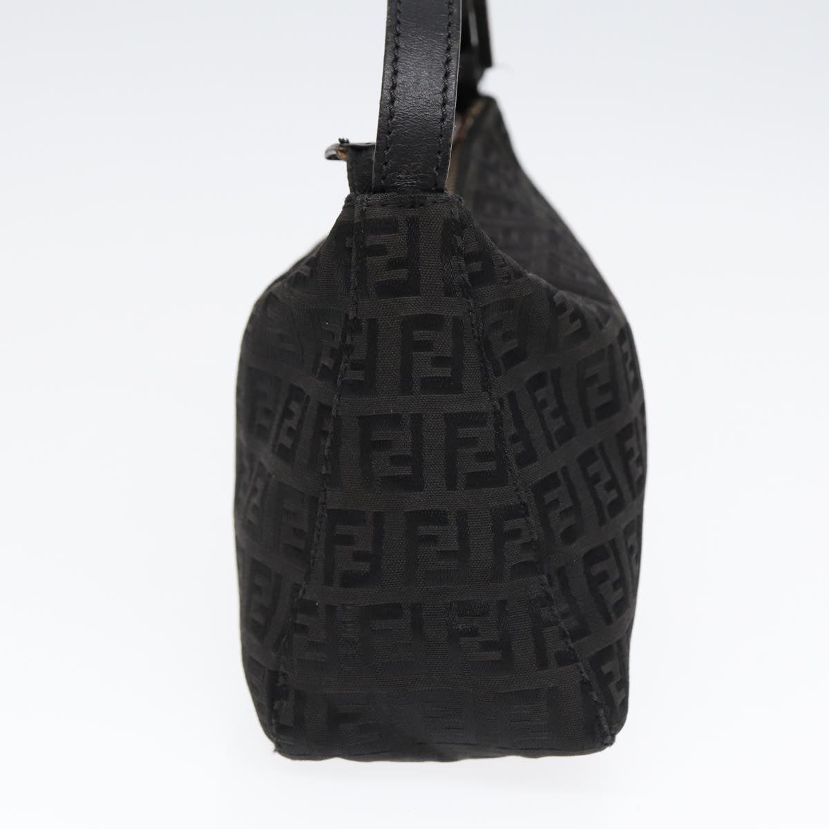 FENDI Zucchino Canvas Hand Pouch Black Silver 85554