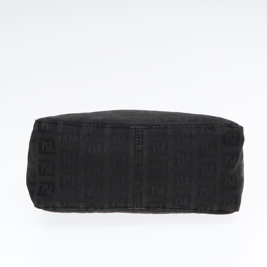 FENDI Zucchino Canvas Hand Pouch Black Silver 85554