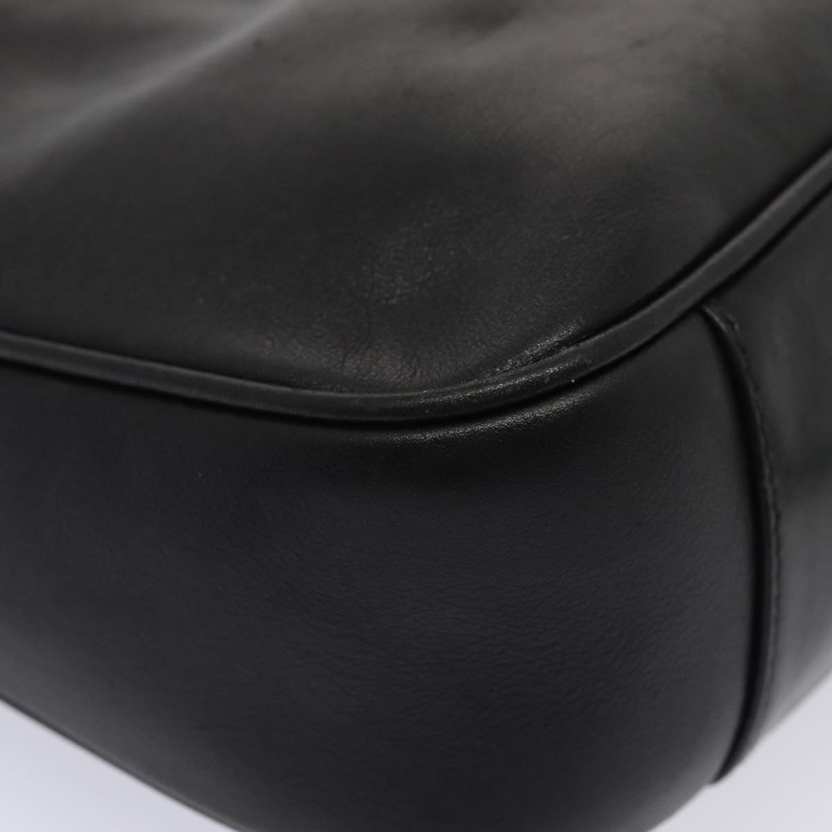GUCCI Bamboo Hand Bag Leather 2way Black Gold 001 2113 1638 85616