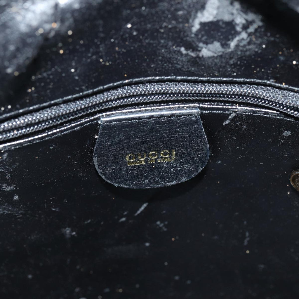 GUCCI Bamboo Hand Bag Leather 2way Black Gold 001 2113 1638 85616