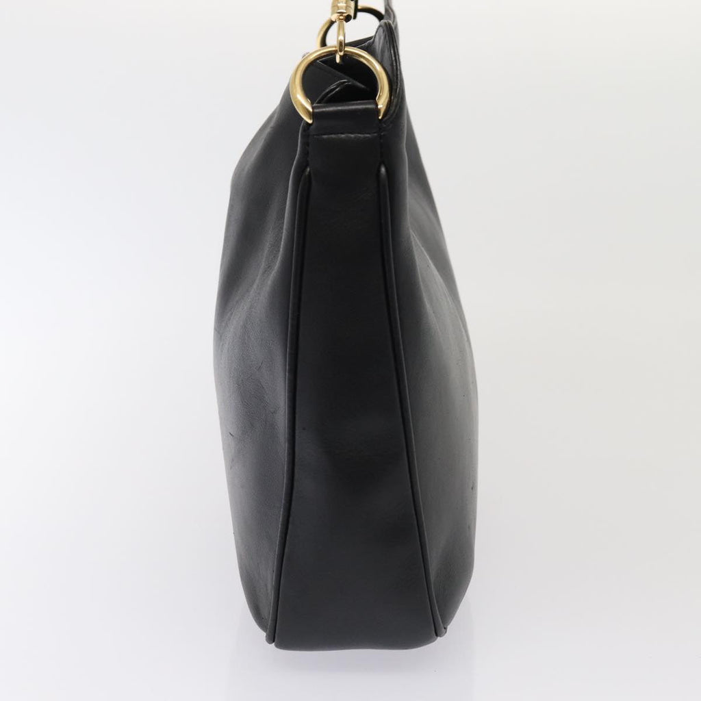 GUCCI Bamboo Hand Bag Leather 2way Black Gold 001 2113 1638 85616