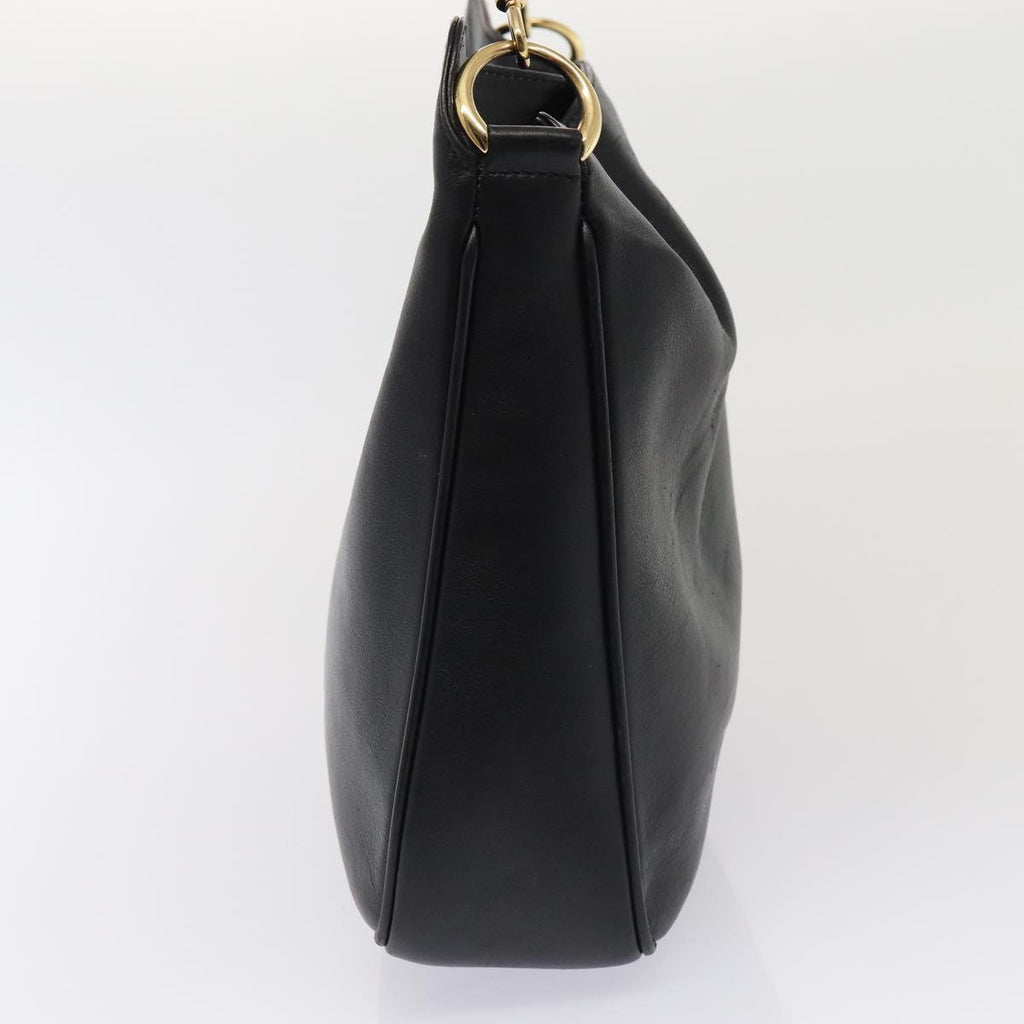 GUCCI Bamboo Hand Bag Leather 2way Black Gold 001 2113 1638 85616