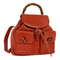 GUCCI Bamboo Backpack Leather Orange Gold 003 2058 0016 85617