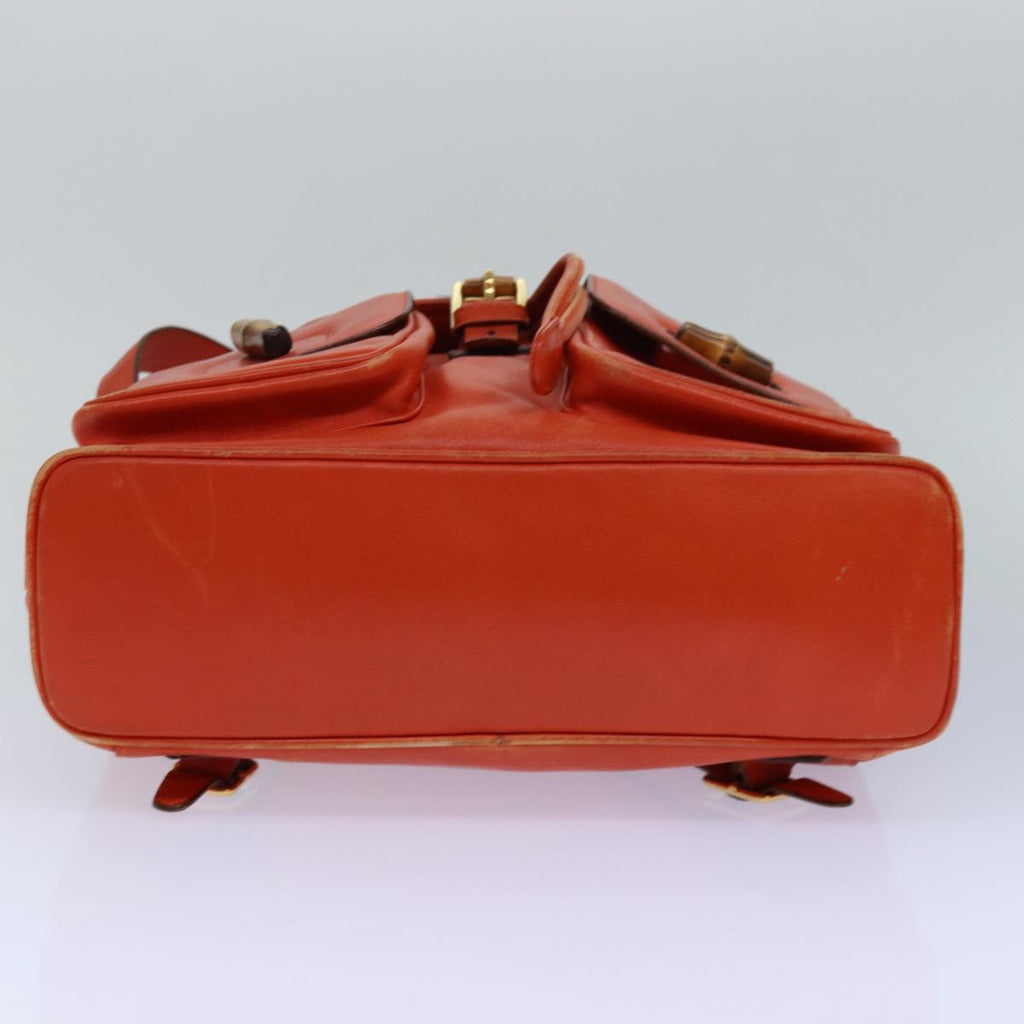 GUCCI Bamboo Backpack Leather Orange Gold 003 2058 0016 85617