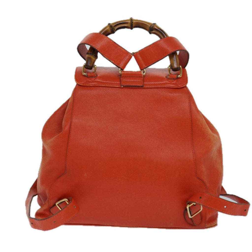 GUCCI Bamboo Backpack Leather Orange Gold 003 2058 0016 85617