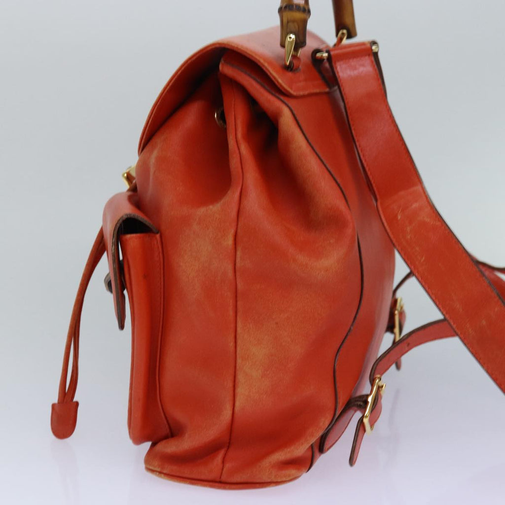 GUCCI Bamboo Backpack Leather Orange Gold 003 2058 0016 85617