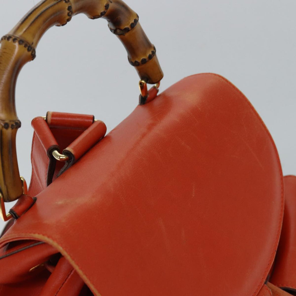 GUCCI Bamboo Backpack Leather Orange Gold 003 2058 0016 85617