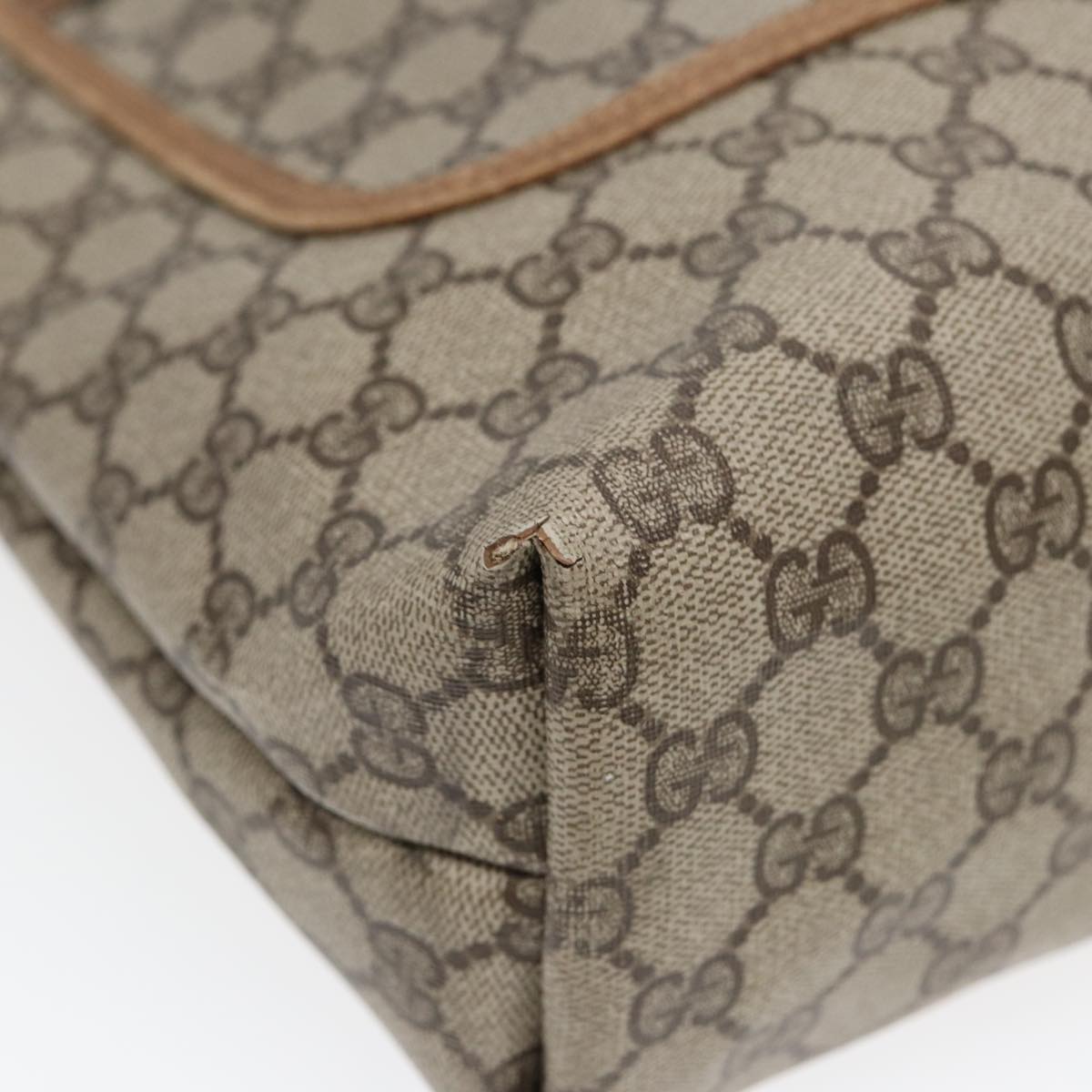 GUCCI GG Supreme Web Sherry Line Tote Bag PVC Beige Silver 39 02 003 85620