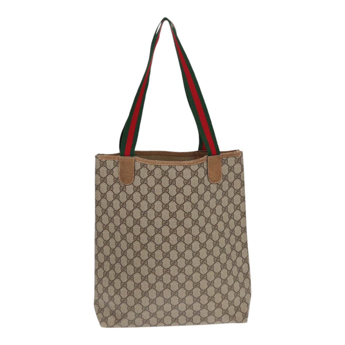 GUCCI GG Supreme Web Sherry Line Tote Bag PVC Beige Silver 39 02 003 85620