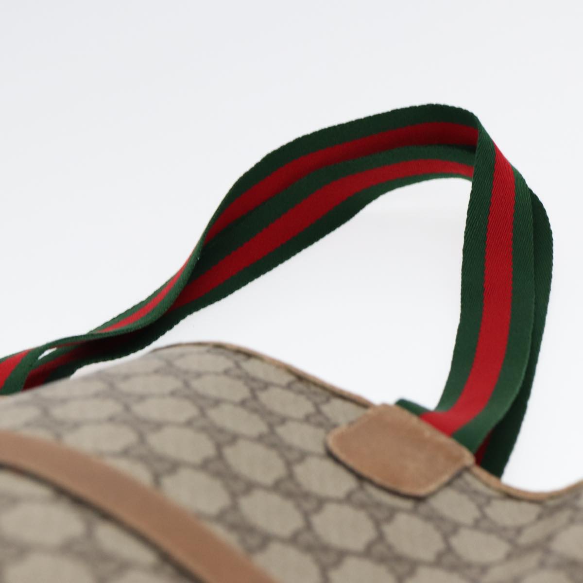 GUCCI GG Supreme Web Sherry Line Tote Bag PVC Beige Silver 39 02 003 85620