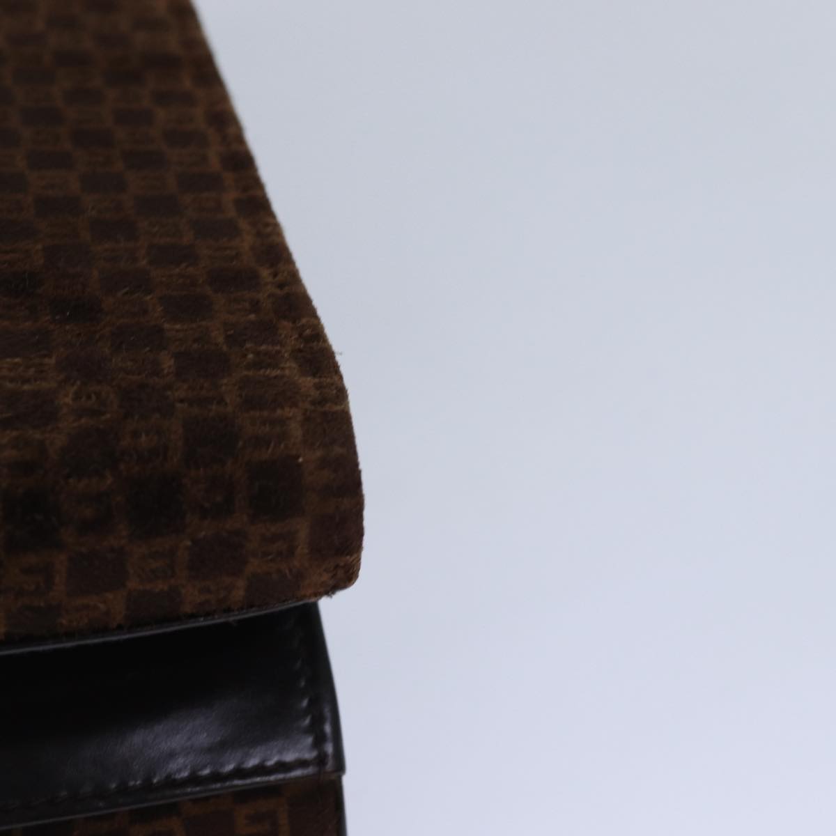 GUCCI Hand Bag Suede Brown Gold 85683