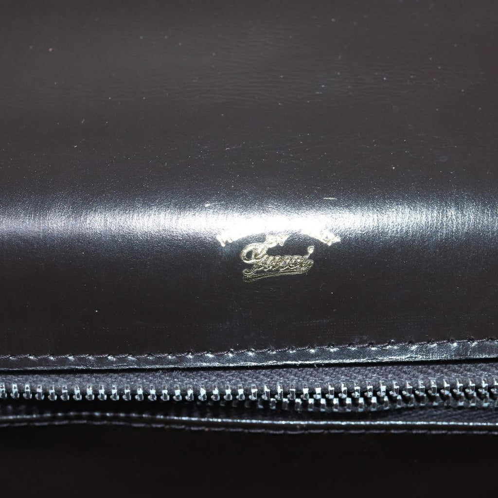 GUCCI Hand Bag Suede Brown Gold 85683