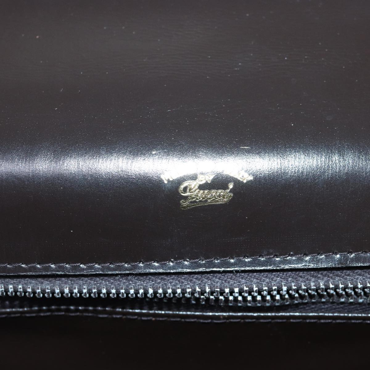 GUCCI Hand Bag Suede Brown Gold 85683