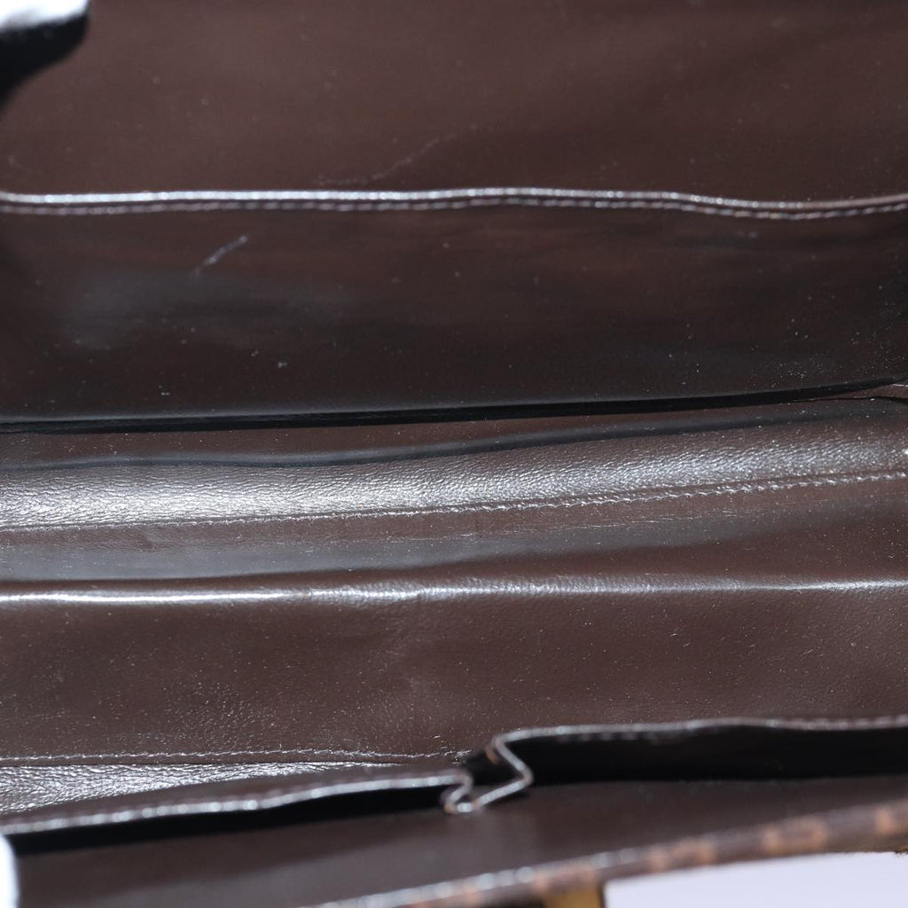 GUCCI Hand Bag Suede Brown Gold 85683