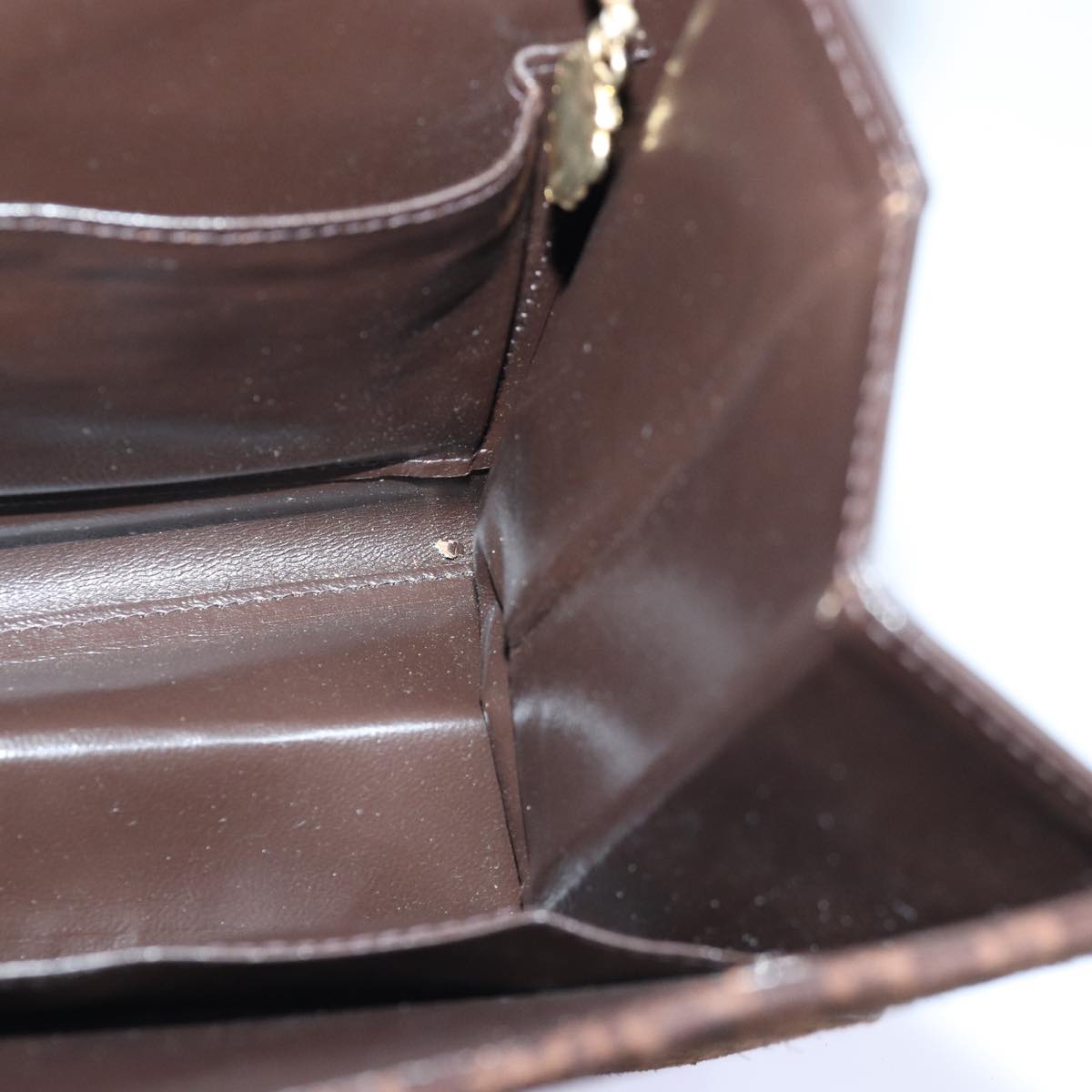 GUCCI Hand Bag Suede Brown Gold 85683