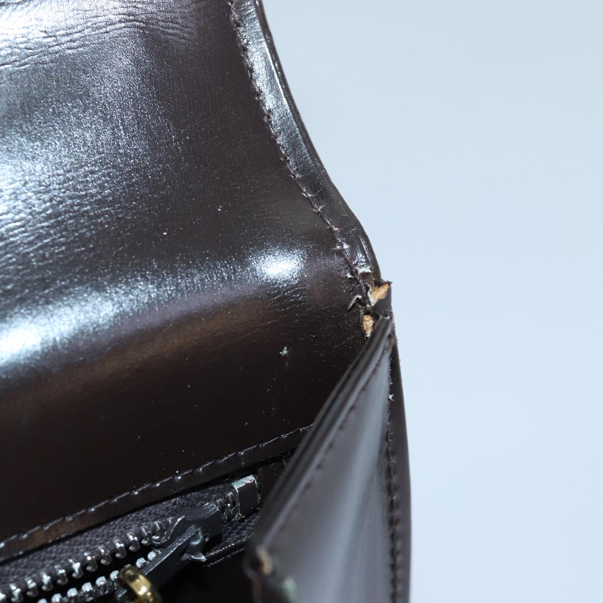 GUCCI Hand Bag Suede Brown Gold 85683
