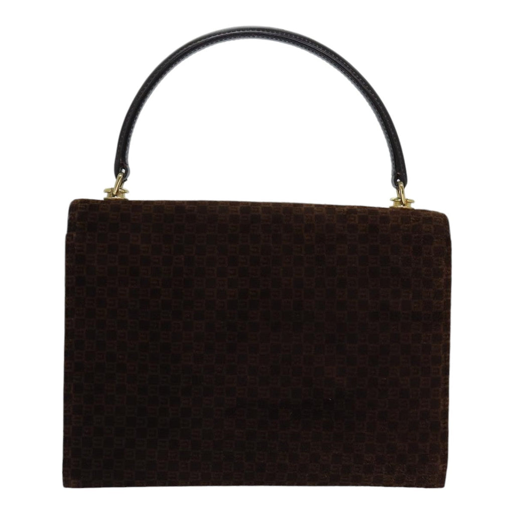 GUCCI Hand Bag Suede Brown Gold 85683