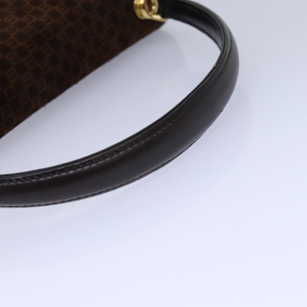 GUCCI Hand Bag Suede Brown Gold 85683
