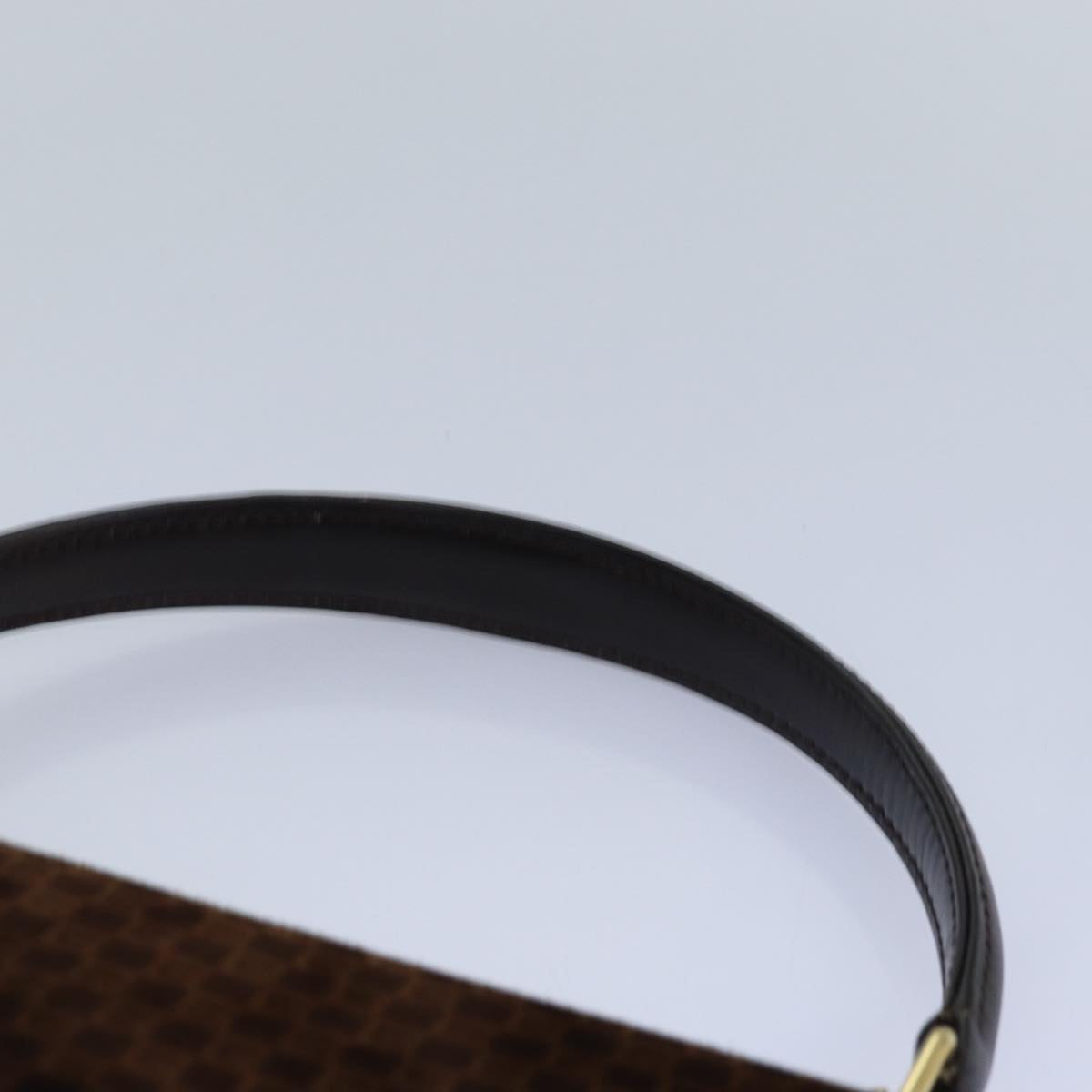 GUCCI Hand Bag Suede Brown Gold 85683