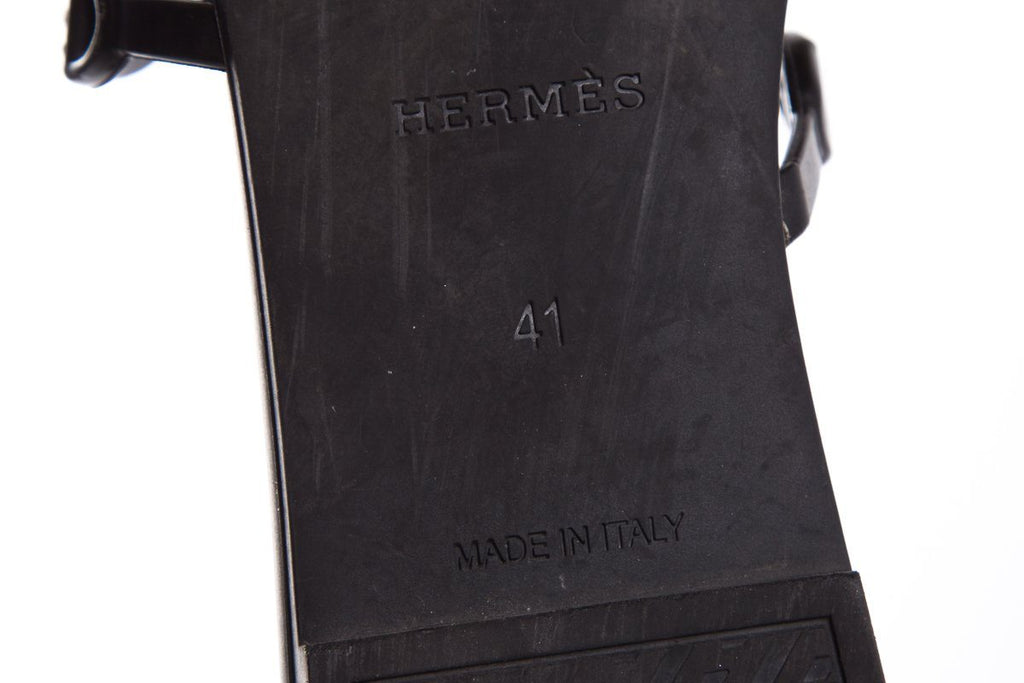 HermÃƒÆ’Ã‚Â¨s Black Rivage ChaÃƒÆ’Ã‚Â®ne d'Ancre Insignia Rubber Sandals SZ 41