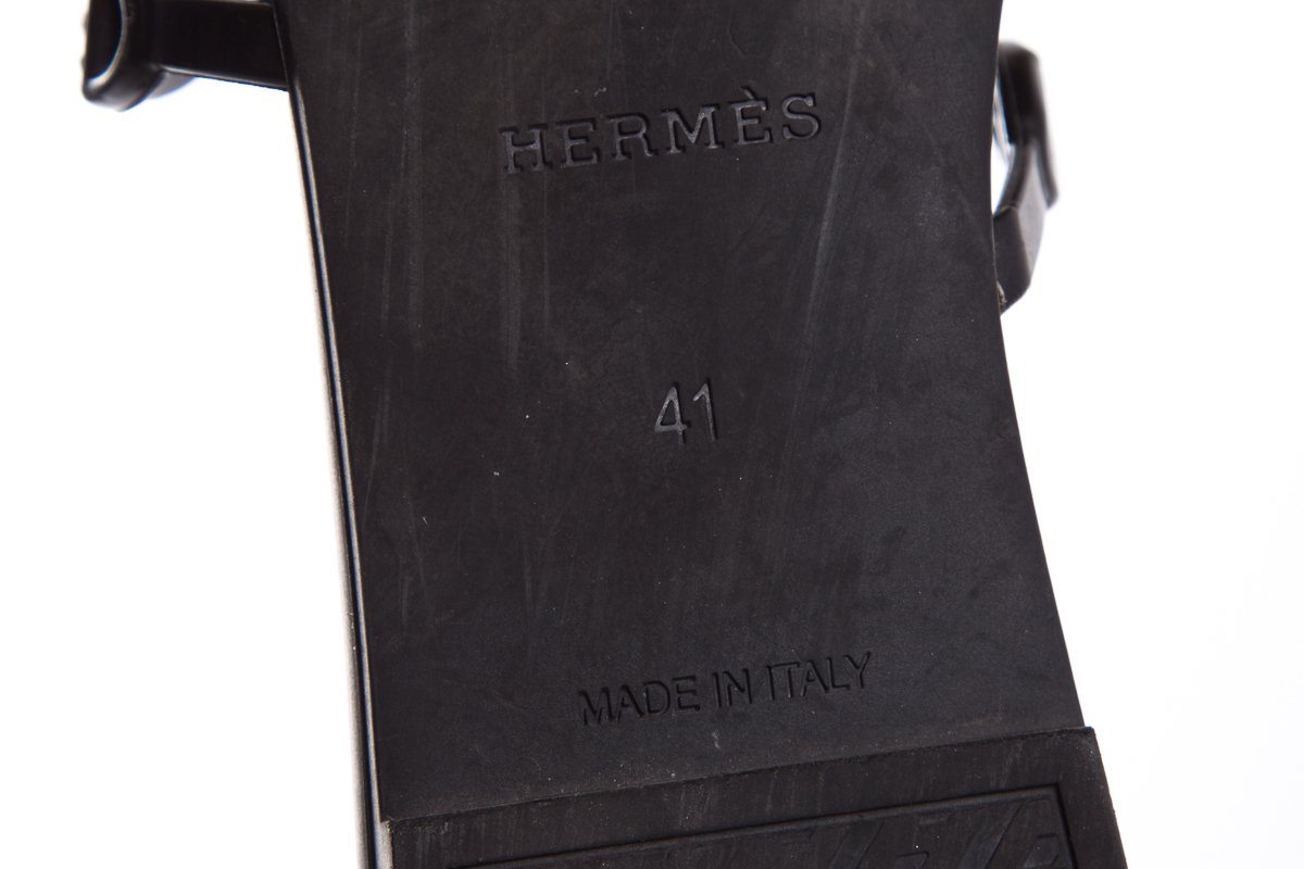 HermÃƒÆ’Ã‚Â¨s Black Rivage ChaÃƒÆ’Ã‚Â®ne d'Ancre Insignia Rubber Sandals SZ 41