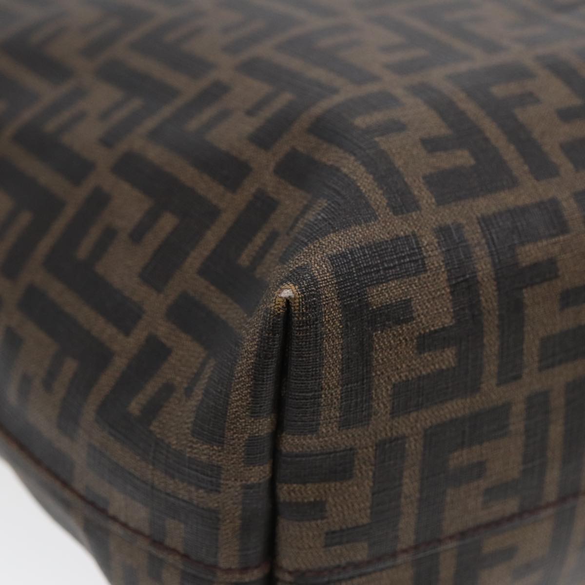FENDI Zucca Canvas Tote Bag Brown Black gold 85703