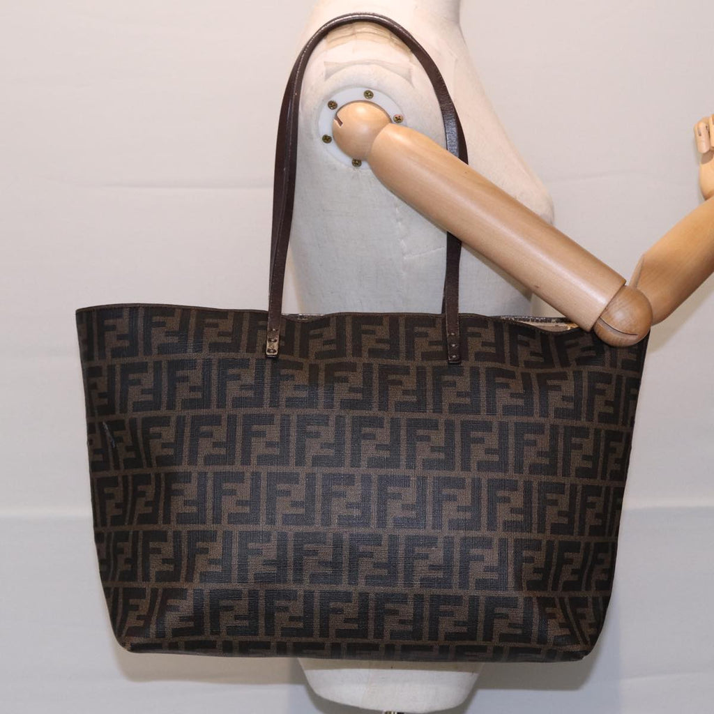 FENDI Zucca Canvas Tote Bag Brown Black gold 85703