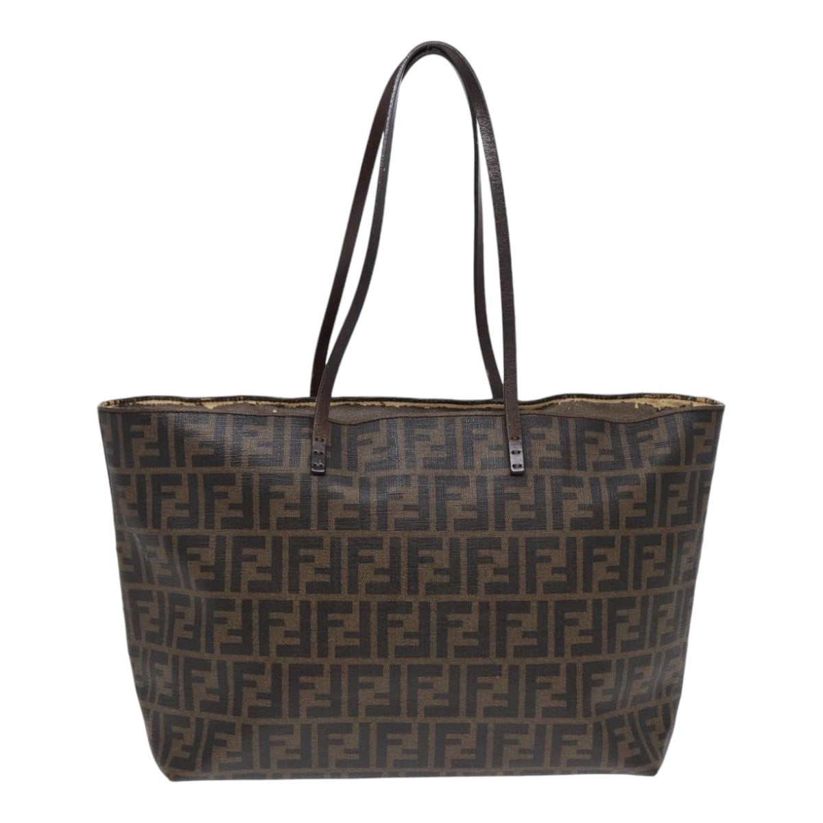 FENDI Zucca Canvas Tote Bag Brown Black gold 85703