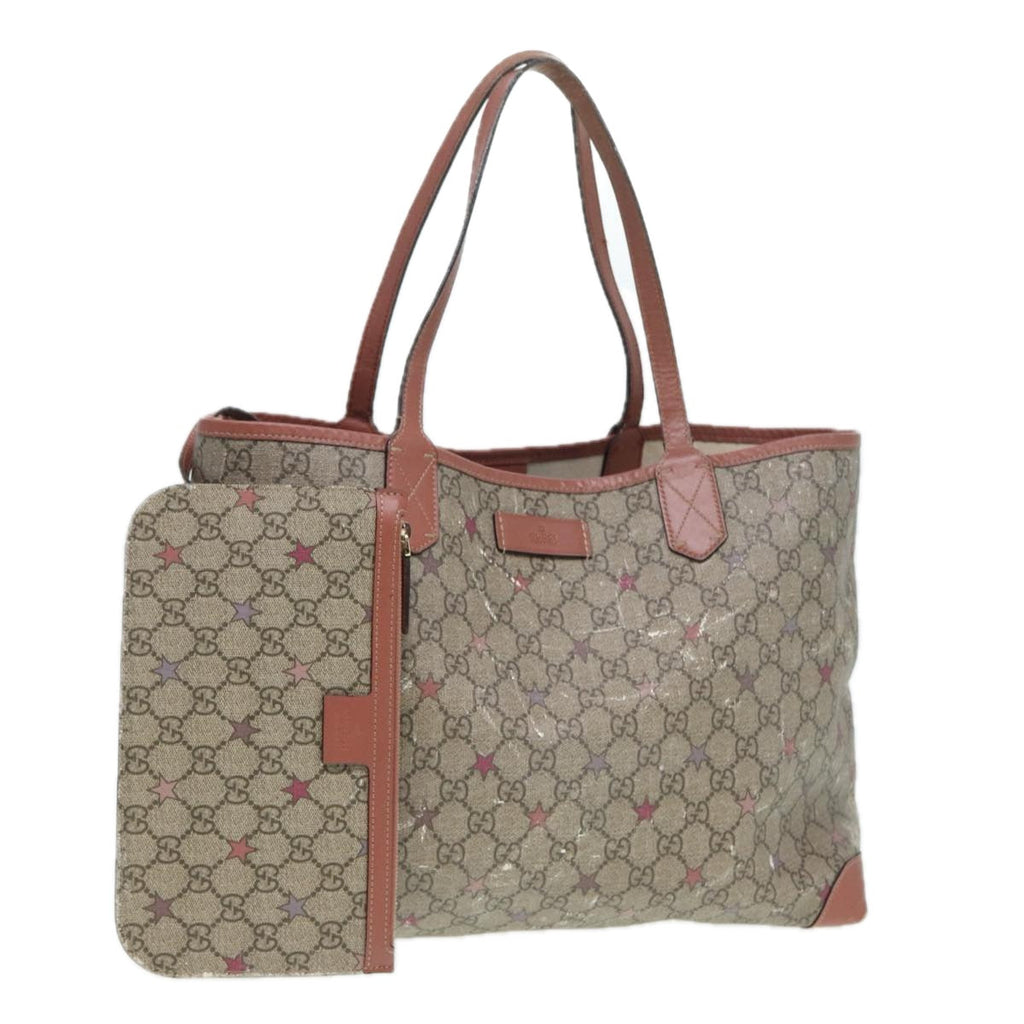 GUCCI GG Supreme Tote Bag Beige Pink Silver 309498 85716