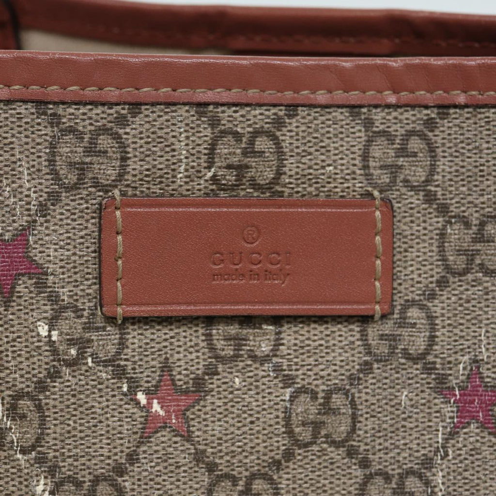 GUCCI GG Supreme Tote Bag Beige Pink Silver 309498 85716