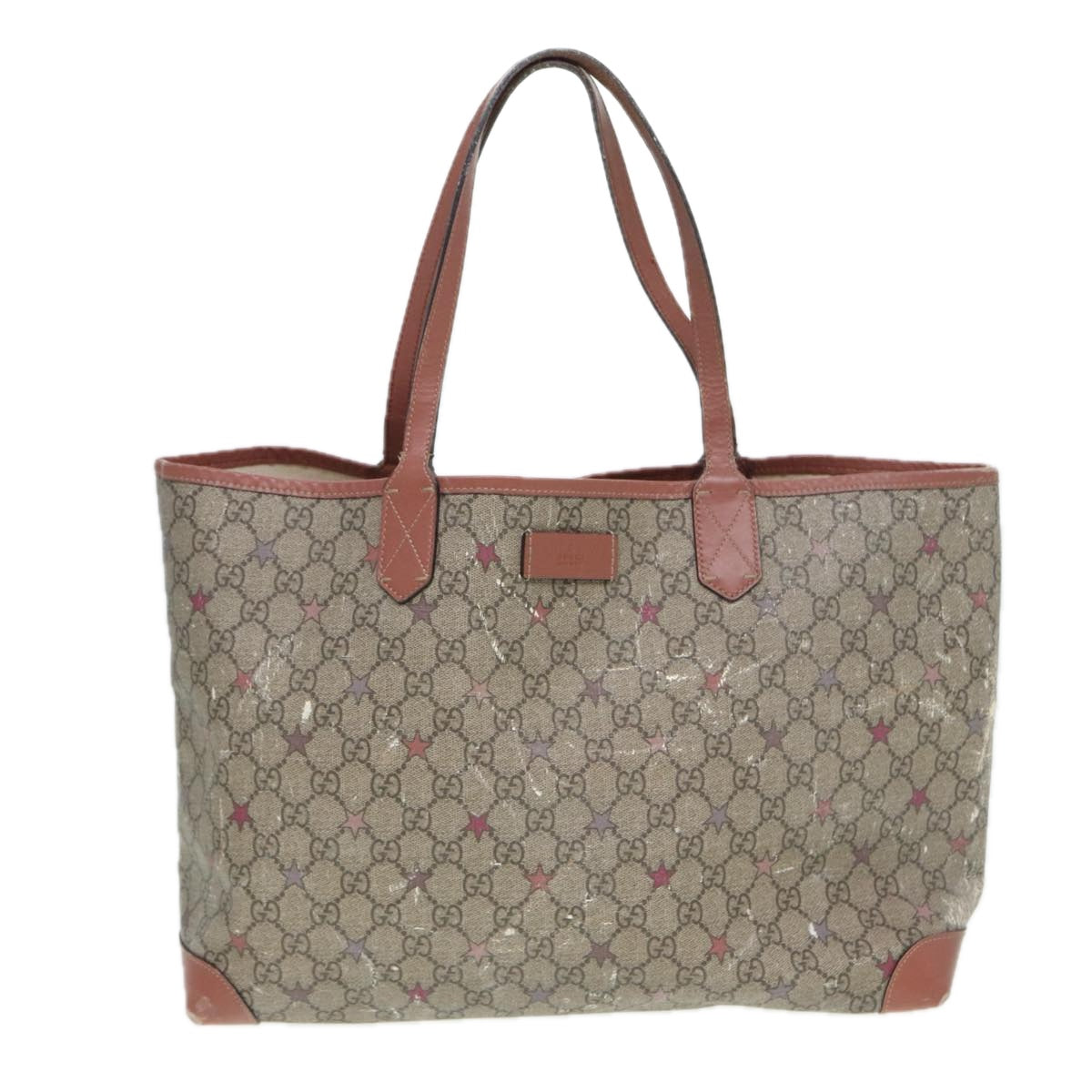 GUCCI GG Supreme Tote Bag Beige Pink Silver 309498 85716