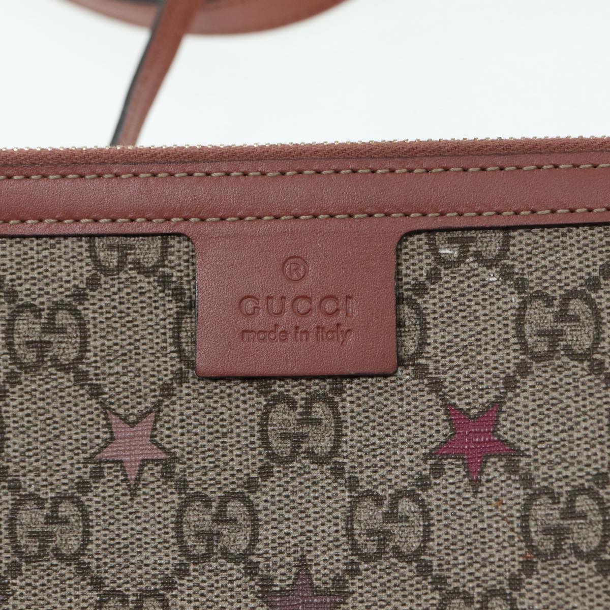 GUCCI GG Supreme Tote Bag Beige Pink Silver 309498 85716