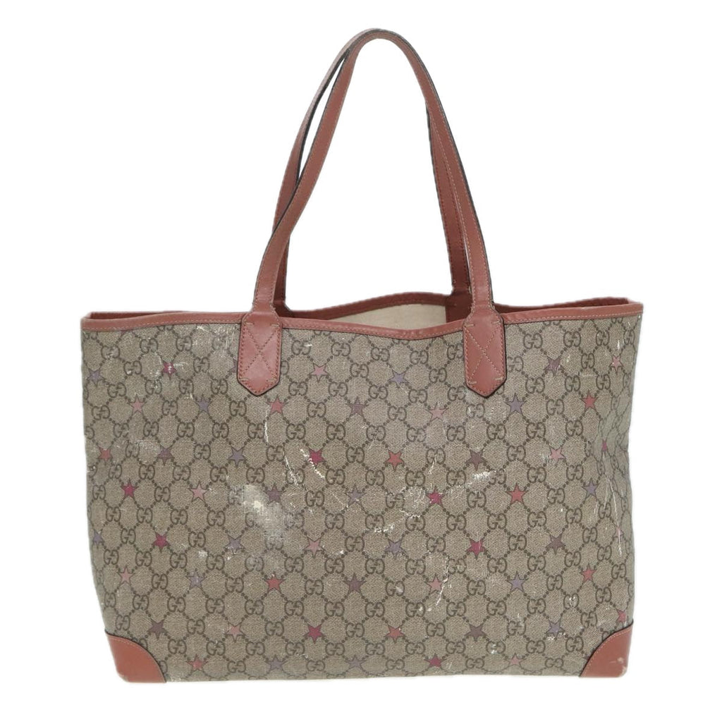 GUCCI GG Supreme Tote Bag Beige Pink Silver 309498 85716