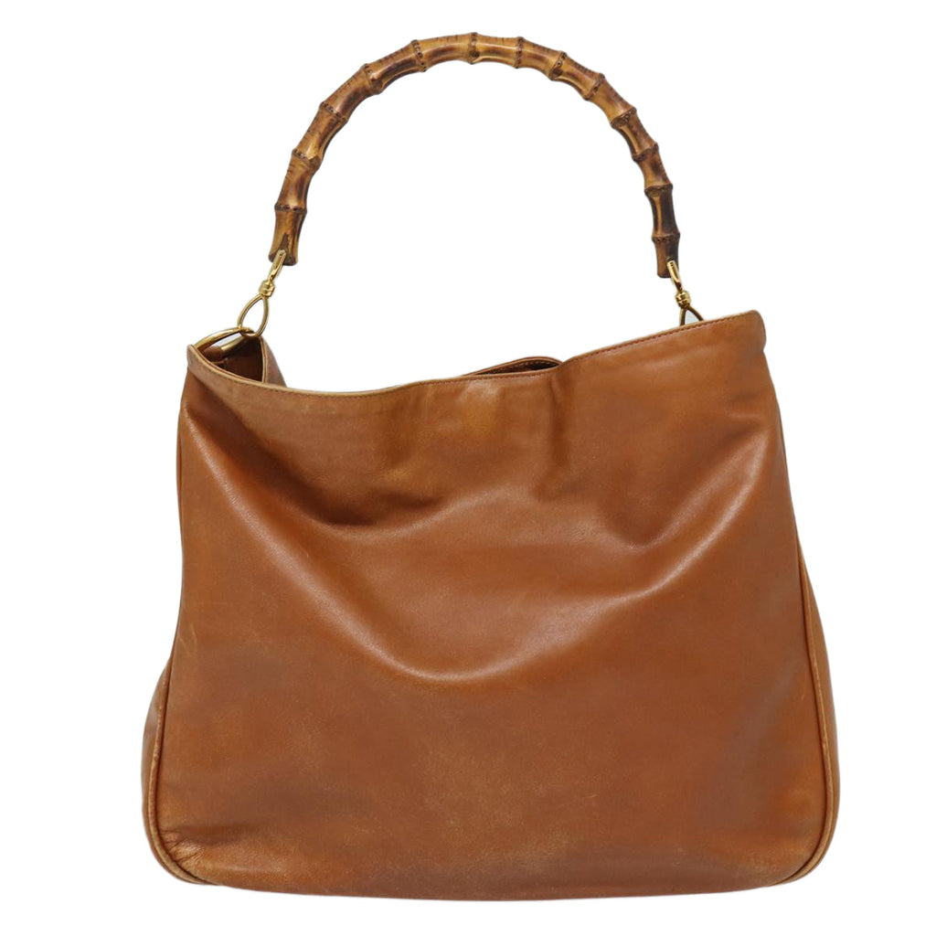 GUCCI Bamboo Hand Bag Leather 2way Brown Gold 001 1781 1577 85717