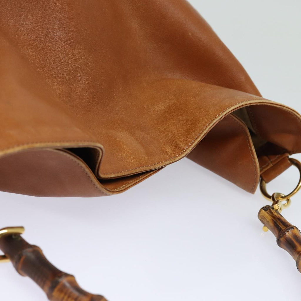 GUCCI Bamboo Hand Bag Leather 2way Brown Gold 001 1781 1577 85717