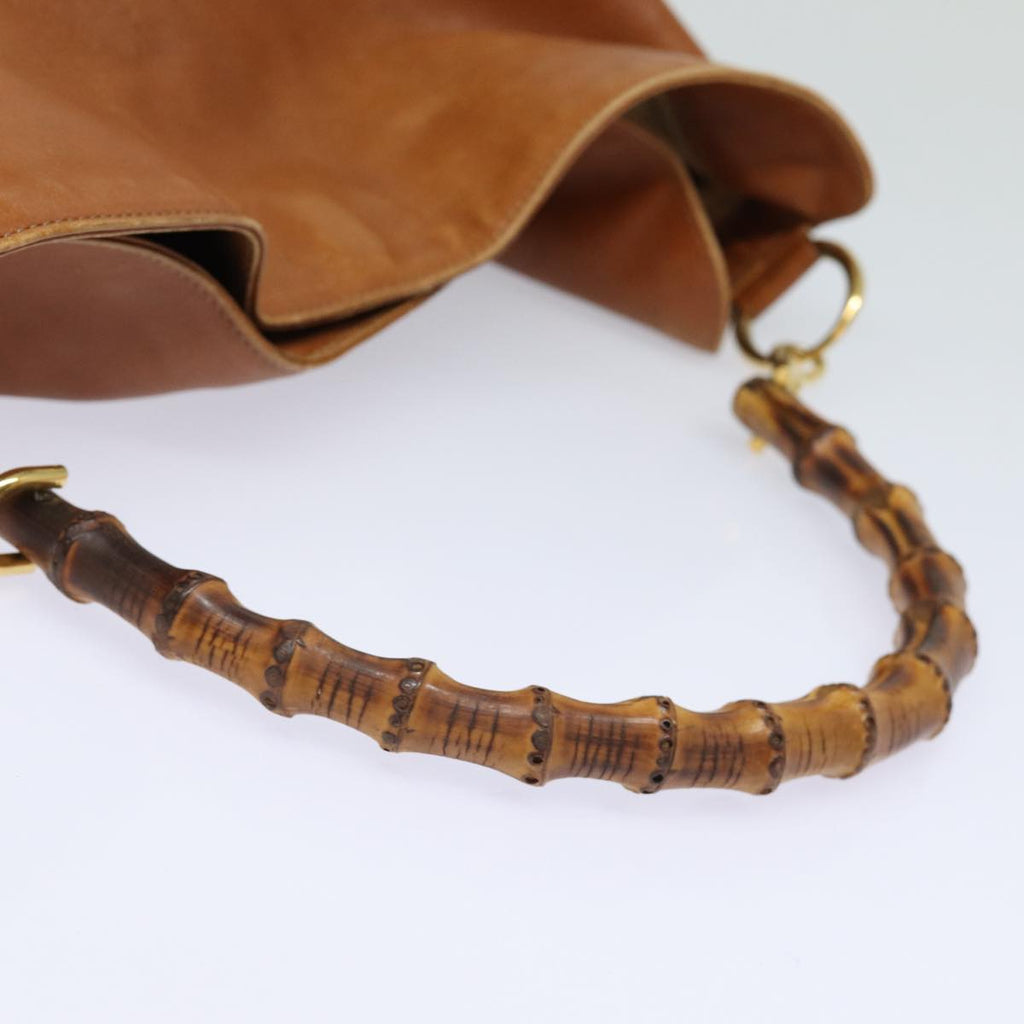 GUCCI Bamboo Hand Bag Leather 2way Brown Gold 001 1781 1577 85717