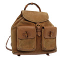 GUCCI Bamboo Shoulder Bag Suede Brown Gold 003 2058 0016 85718
