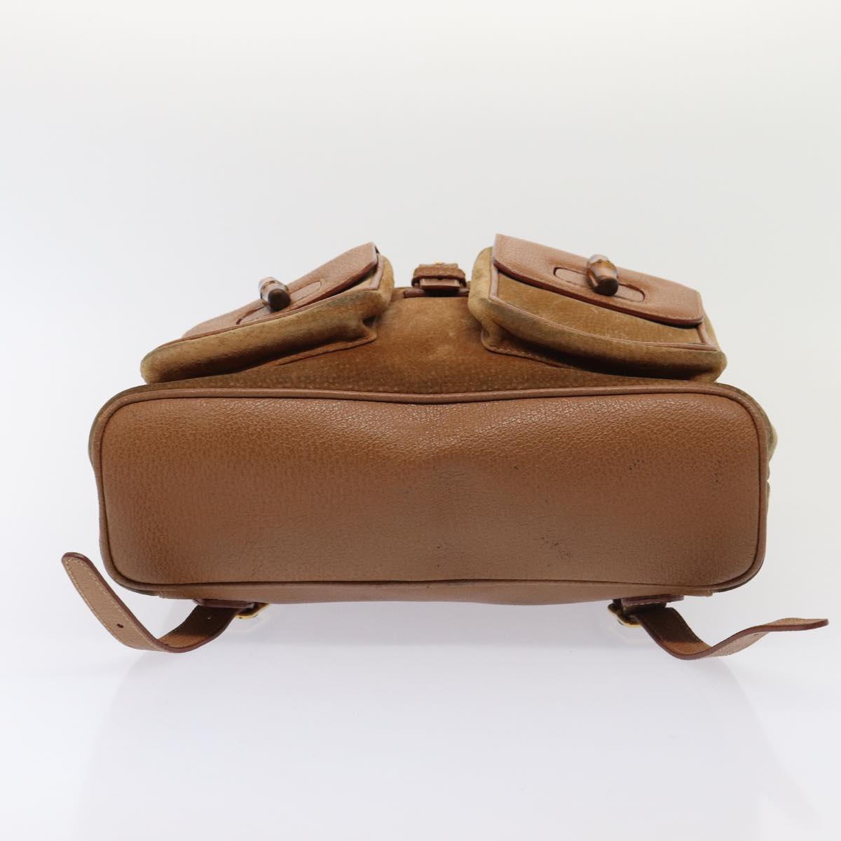 GUCCI Bamboo Shoulder Bag Suede Brown Gold 003 2058 0016 85718