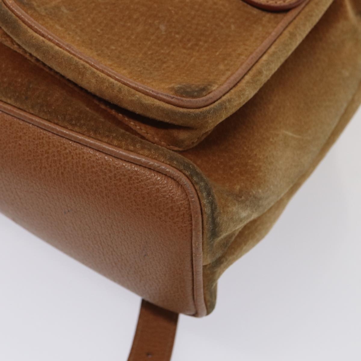 GUCCI Bamboo Shoulder Bag Suede Brown Gold 003 2058 0016 85718