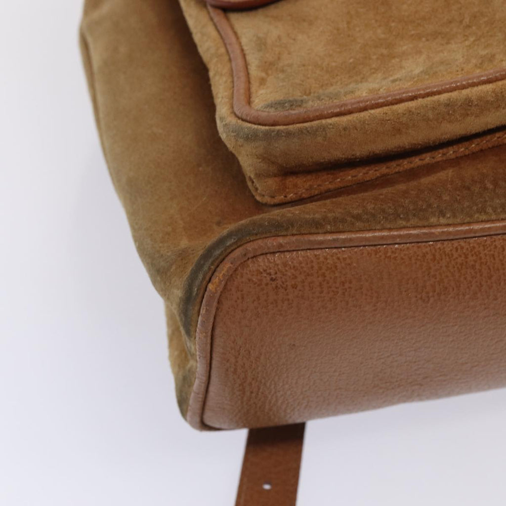 GUCCI Bamboo Shoulder Bag Suede Brown Gold 003 2058 0016 85718