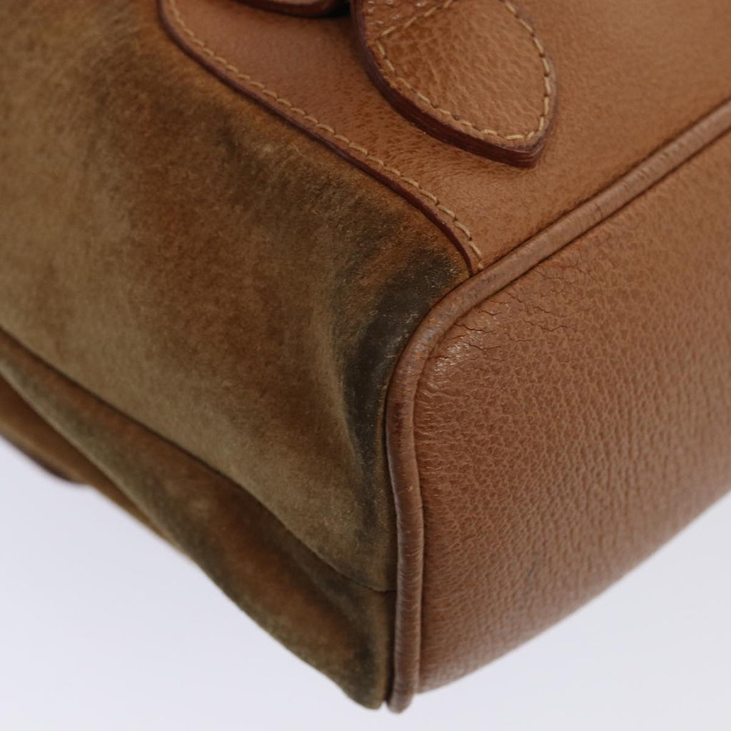 GUCCI Bamboo Shoulder Bag Suede Brown Gold 003 2058 0016 85718