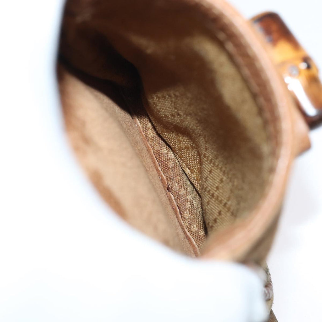 GUCCI Bamboo Shoulder Bag Suede Brown Gold 003 2058 0016 85718