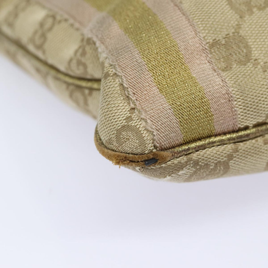 GUCCI GG Canvas Sherry Line Shoulder Bag Beige Gold pink 144388 85719