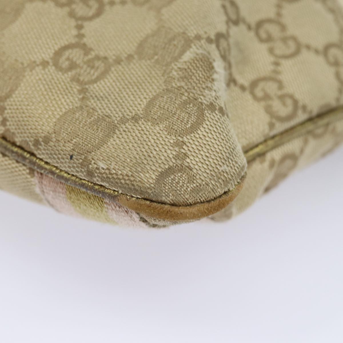 GUCCI GG Canvas Sherry Line Shoulder Bag Beige Gold pink 144388 85719