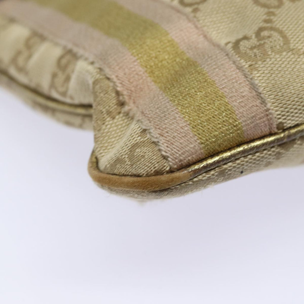 GUCCI GG Canvas Sherry Line Shoulder Bag Beige Gold pink 144388 85719