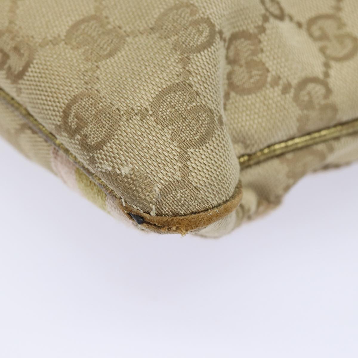 GUCCI GG Canvas Sherry Line Shoulder Bag Beige Gold pink 144388 85719