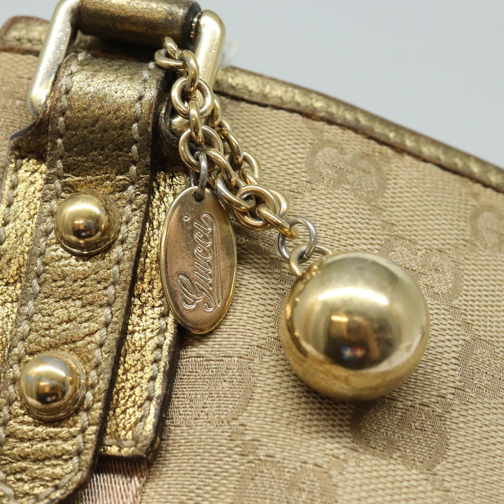 GUCCI GG Canvas Sherry Line Shoulder Bag Beige Gold pink 144388 85719
