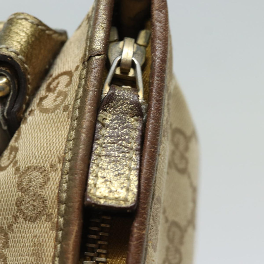 GUCCI GG Canvas Sherry Line Shoulder Bag Beige Gold pink 144388 85719