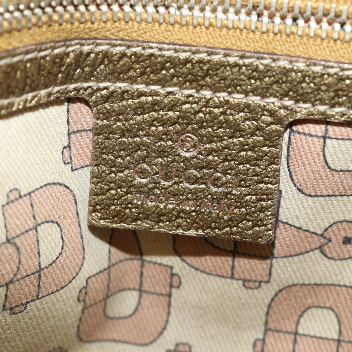 GUCCI GG Canvas Sherry Line Shoulder Bag Beige Gold pink 144388 85719